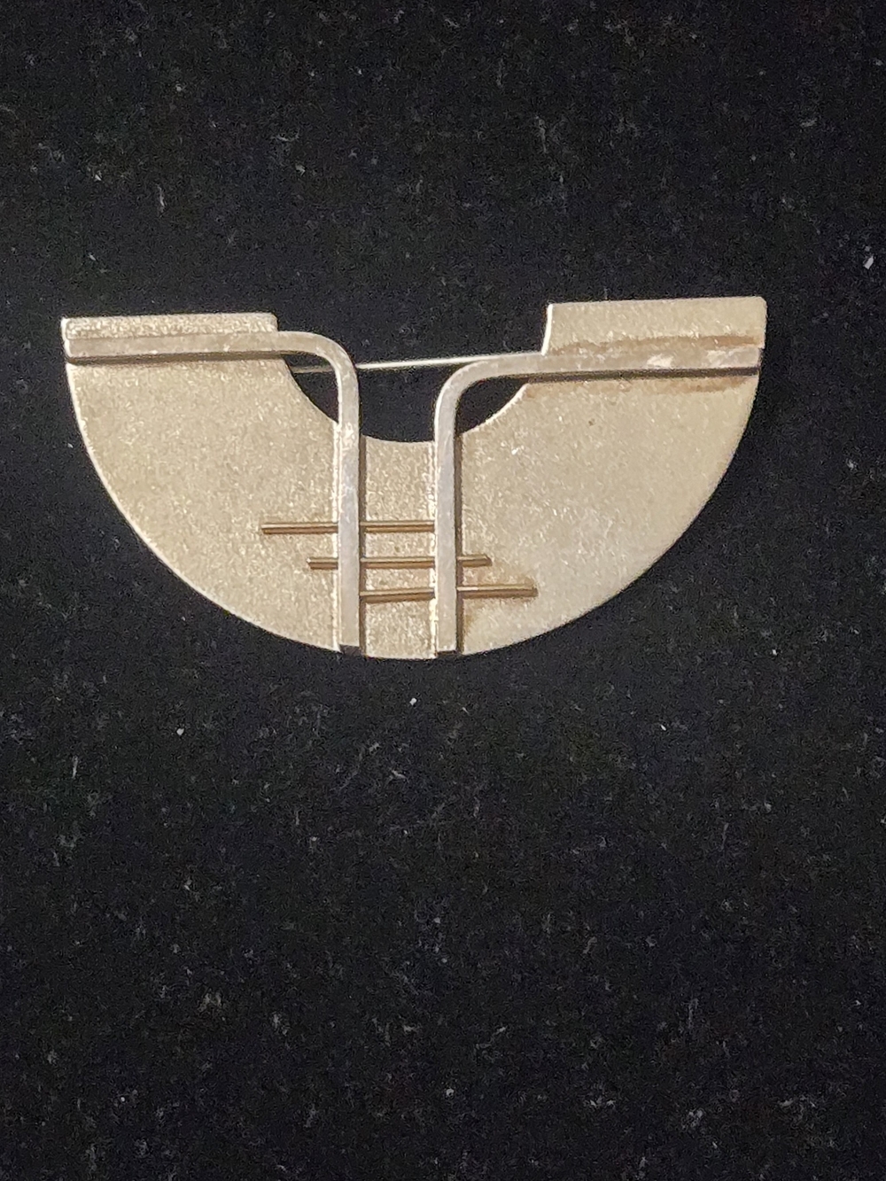 VNTG  Sterling Silver Half Circle Brooch  Signed 925 Silver Marked STERLING 16g
